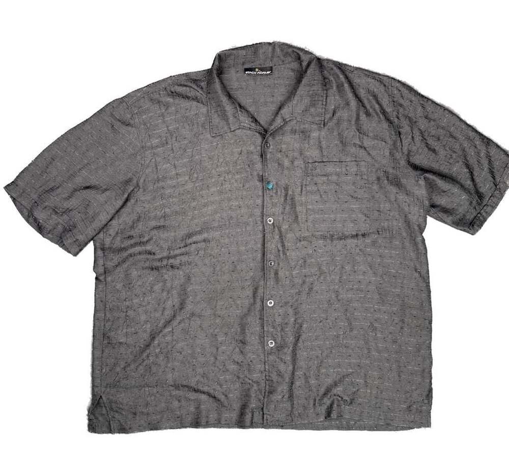 Stacy Adams Black Textured Short Sleeve Button Down Shirt